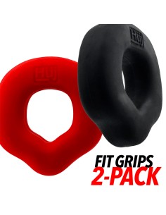 Lot de 2 Cockrings Fit Grips 25 mm Noir-Rouge
