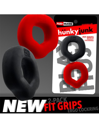 Lot de 2 Cockrings Fit Grips 25 mm Noir-Rouge