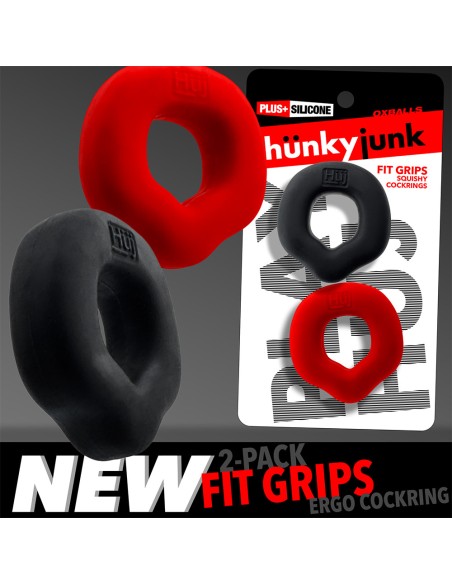 Lot de 2 Cockrings Fit Grips 25 mm Noir-Rouge