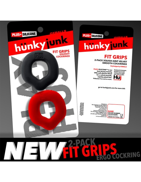 Lot de 2 Cockrings Fit Grips 25 mm Noir-Rouge