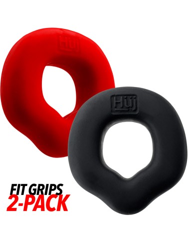 Lot de 2 Cockrings Fit Grips 25 mm Noir-Rouge