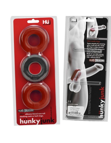 Cockrings Silicone Huj x3 25 mm Rouge-Noir
