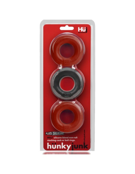 Cockrings Silicone Huj x3 25 mm Rouge-Noir