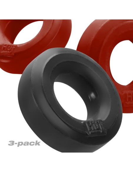 Cockrings Silicone Huj x3 25 mm Rouge-Noir
