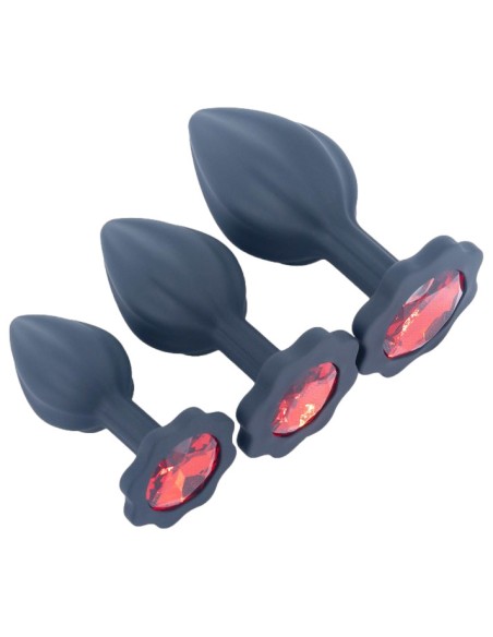 Set de 3 Plugs Pearcrossed Noir-rouge