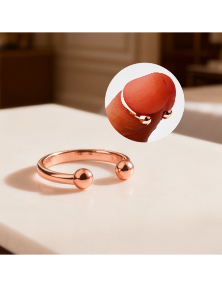 Anneau de gland 2 Boules Open Ball 8mm Rose cuivré