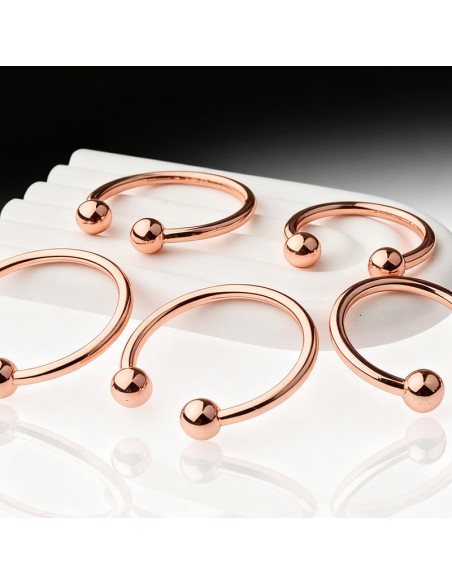 Anneau de gland 2 Boules Open Ball 8mm Rose cuivré