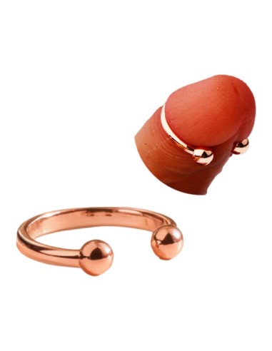 Anneau de gland 2 Boules Open Ball 8mm Rose cuivré