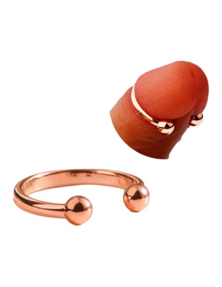Anneau de gland 2 Boules Open Ball 8mm Rose cuivré