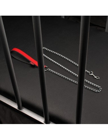 Laisse avec poignée en cuir 1m Rouge