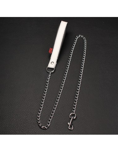 Laisse avec Poignée en cuir 1m Blanc