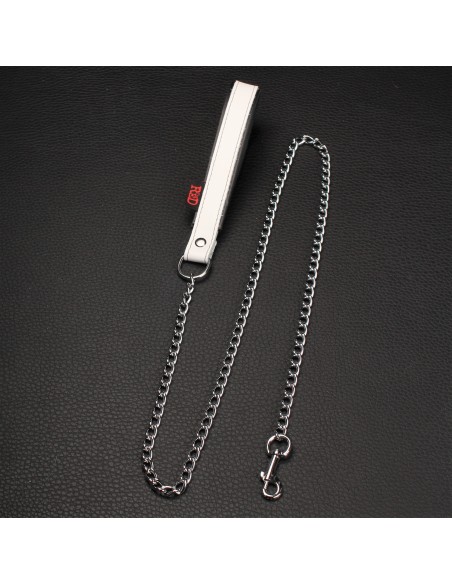 Laisse avec Poignée en cuir 1m Blanc