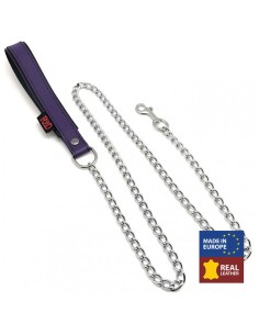 Laisse avec poignée en cuir 1m Violet