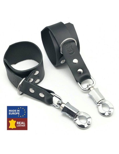 Menottes en cuir avec Mousqueton anti-panique