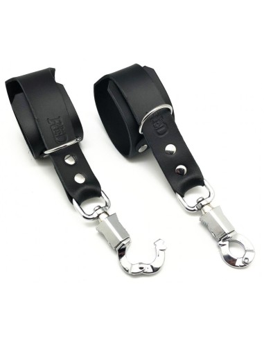 Menottes en cuir avec Mousqueton anti-panique