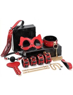 Coffret BDSM Luxury Noir-Rouge 8 Pièces