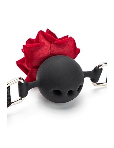 Baillon Boule avec Rose Bud Gag Rouge Baillon Boule avec Rose Bud Gag Rouge