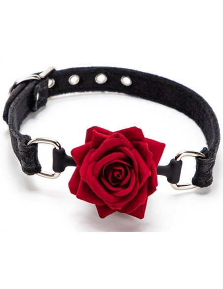 Baillon Boule avec Rose Bud Gag Noir Baillon Boule avec Rose Bud Gag Noir
