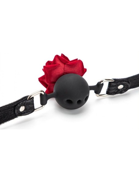 Baillon Boule avec Rose Bud Gag Noir Baillon Boule avec Rose Bud Gag Noir