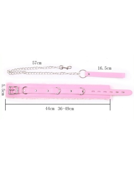 Collier et Laisse Fur Rose
