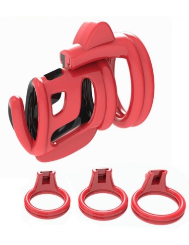 Cage de chasteté Cock Cuff 7.5 x 3 cm Rouge-Noir