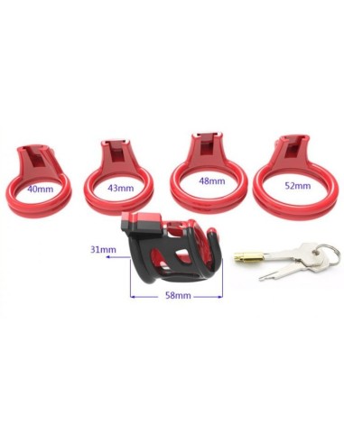 Cage de chasteté Cock Cuff 7.5 x 3 cm Rouge-Noir