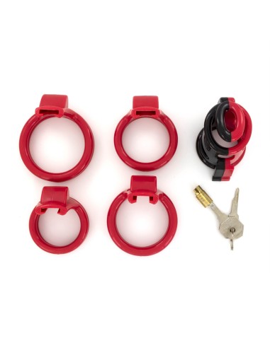 Cage de chasteté Cock Cuff 7.5 x 3 cm Rouge-Noir