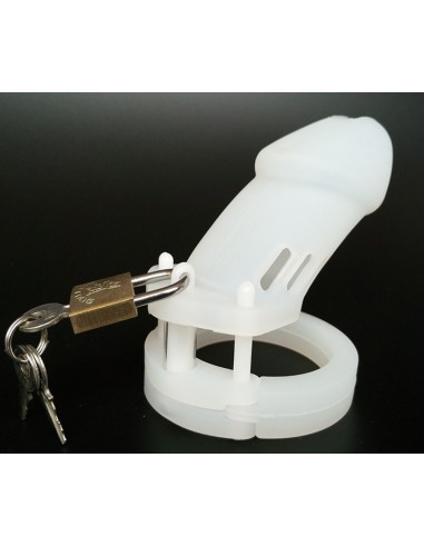 Cage de chasteté Silicone Bran 9 x 3cm Blanche