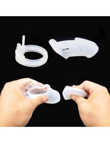 Cage de chasteté Silicone Bran 9 x 3cm Blanche
