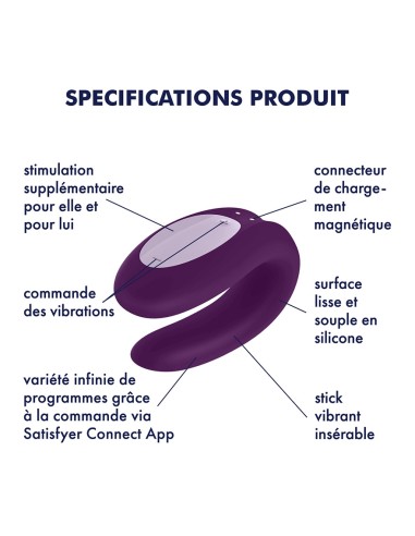 Stimulateur connecté Double Joy Satisfyer Mauve