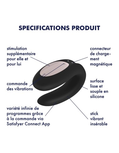 Stimulateur connecté Double Joy Satisfyer Noir
