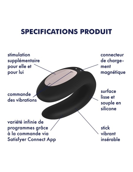 Stimulateur connecté Double Joy Satisfyer Noir