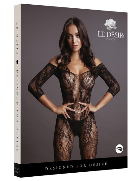 Combi sexy Lace Sleeved Noir