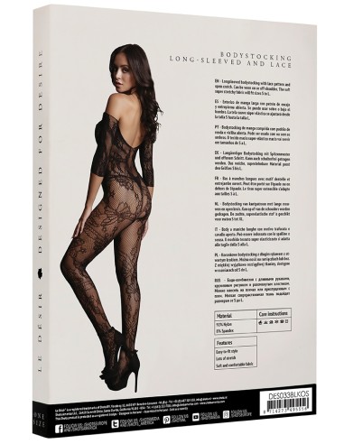 Combi sexy Lace Sleeved Noir