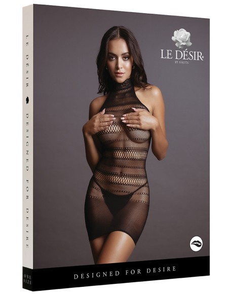 Robe sexy High Lace Neck Net Noir