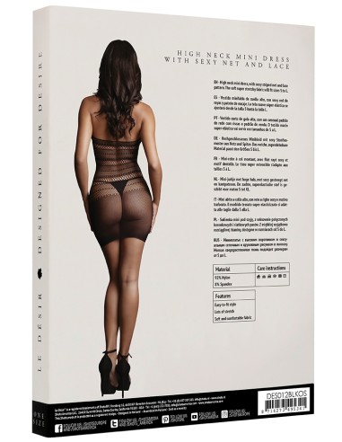 Robe sexy High Lace Neck Net Noir