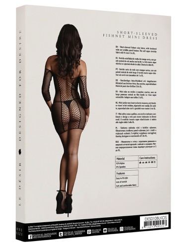 Robe sexy Duo Net Sleeved Noir