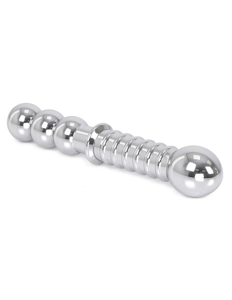 Double gode en métal Ribbed 19 x 3.5 cm Double gode en métal Ribbed 19 x 3.5 cm