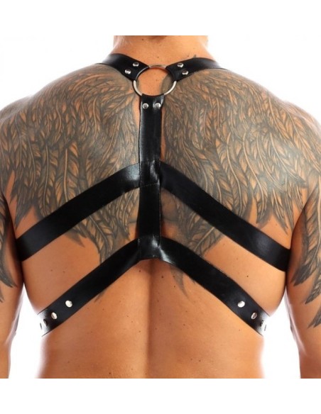 Harnais lanières Fines Thin Chest Simili Noir