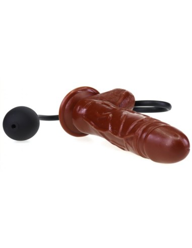 Gode gonflable Inflat 14 x 4.5cm Marron