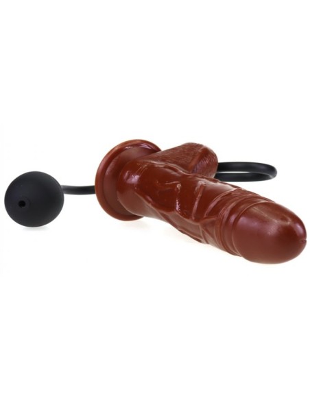 Gode gonflable Inflat 14 x 4.5cm Marron