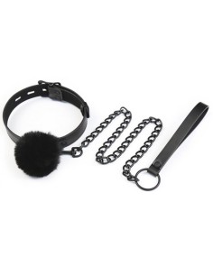 Collier et Laisse Ball Top Noir
