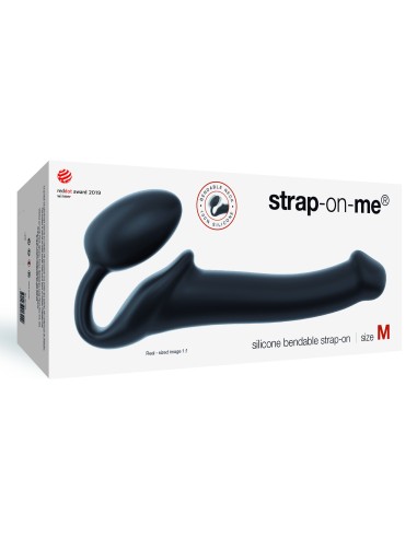 Gode + plug STRAP-ON-ME Bendable M 16 x 4 cm Noir