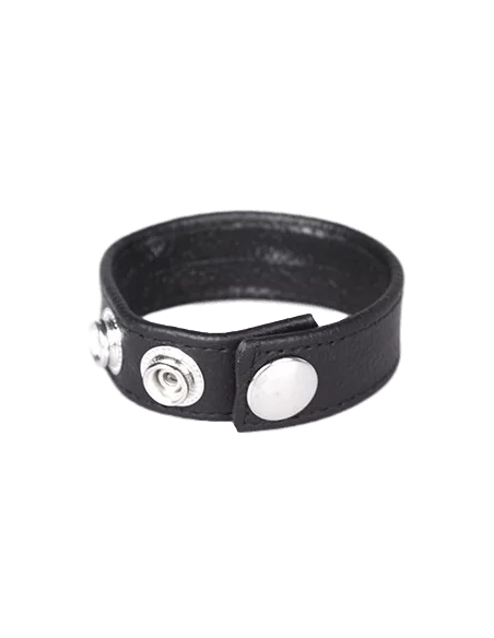 Anneau Pénien Cuir Noir 3 Pressions