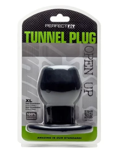 Ass Tunnel Plug Silicone Noir Extra-Large 9 x 7 cm