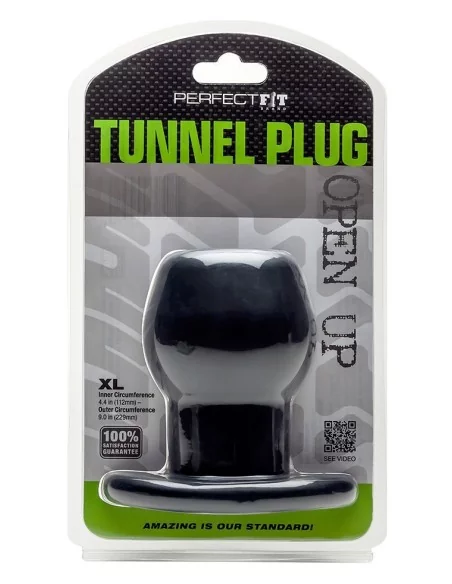 Ass Tunnel Plug Silicone Noir Extra-Large 9 x 7 cm