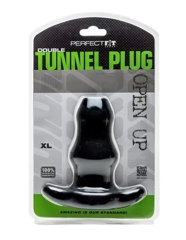 Double Tunnel Plug Extra-Large 14 x 7.8 cm Noir