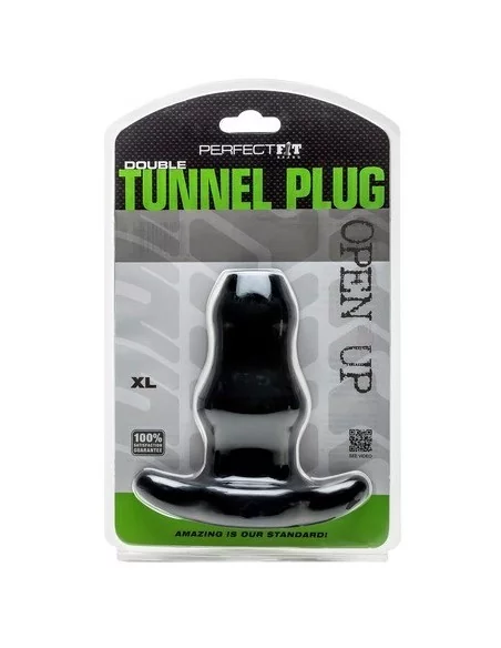 Double Tunnel Plug Extra-Large 14 x 7.8 cm Noir