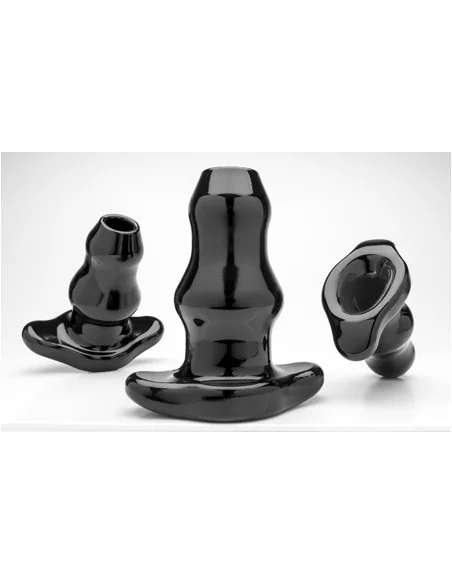 Double Tunnel Plug Extra-Large 14 x 7.8 cm Noir