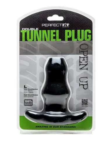 Double Tunnel Plug Noir Large12 x 7 cm